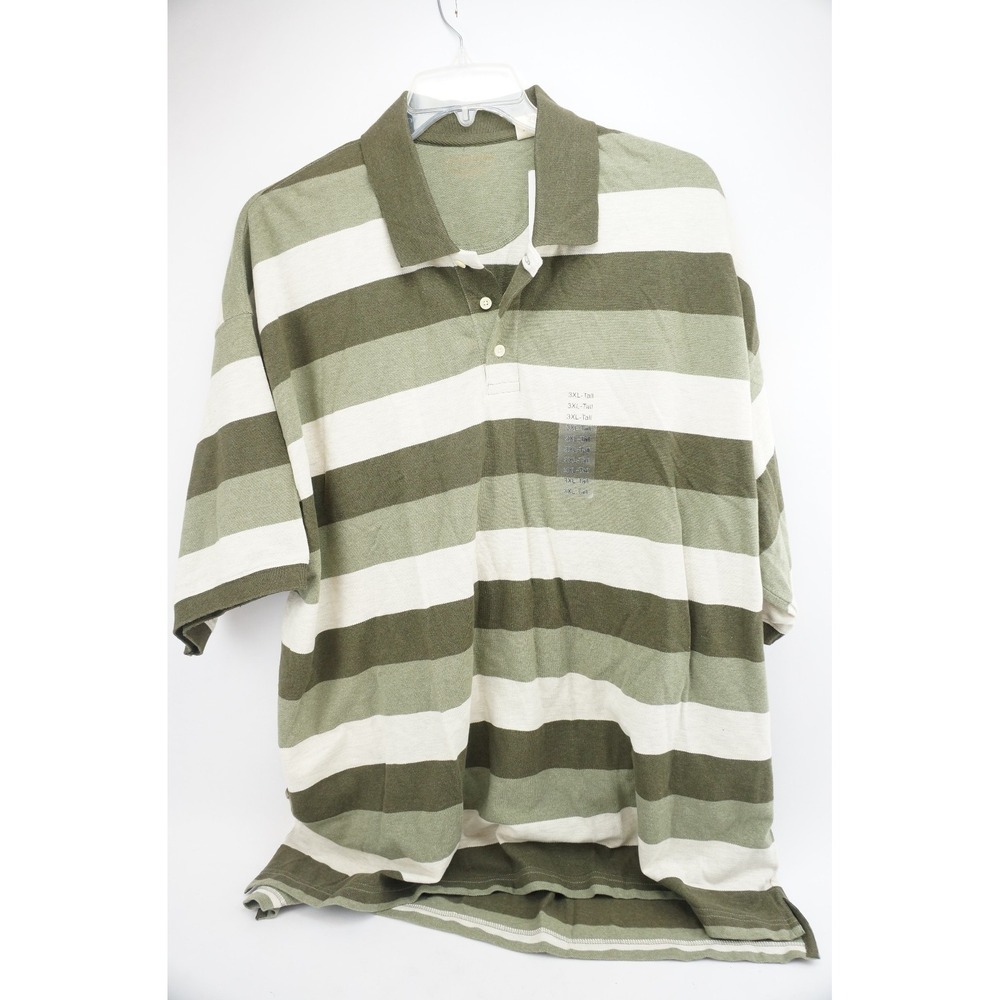NWT JC Penney St John's Bay Big & Tall Men's Cotton Polo Striped Shirt XXL 3XL
